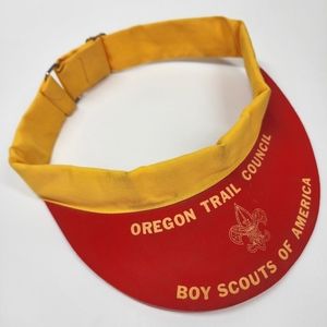 VINTAGE 70s/80s BOY SCOUTS America Oregon Trail Council Orange Yellow Visor Hat